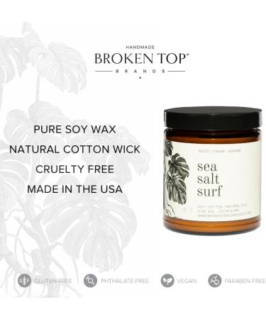 Broken Top Sea Salt Surf Candle | 9 oz Vegan Soy Candle | Wood Creme & Jasmine | 50-Hour Burn Time | Natural Cotton Wick | Eco-Friendly & Paraben-Free - Buy Online on GoSupps.com