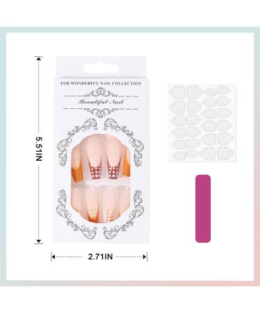Vatocu Shiny False Nails - Long French Acrylic Nails in Nude & Brown Wave Point - 24 Pieces for Women & Girls - Buy Online on GoSupps.com