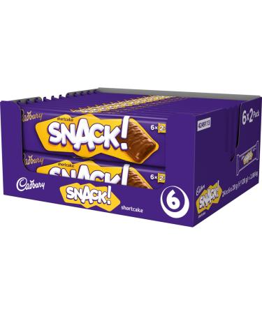 Cadbury Snack Multipack Official 6-Pack of 2 Chocolate-Covered Shortcake Biscuits 120 g (Pack of 24)