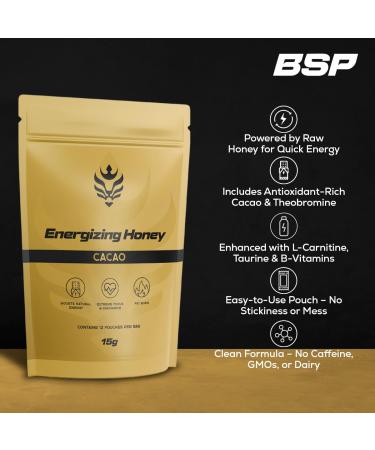 Benavidez Energizing Honey + Cacao Gel - 12 15 g Single-Serve Pouches | Raw Honey & 3.6 g Cacao with L-Carnitine Taurine B-Vitamins | Natural Endurance Fuel | Caffeine Free - Buy Online on GoSupps.com