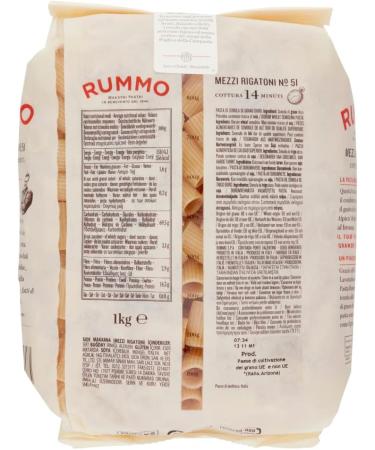  Italian Gourmet E.R. Rummo Mezzi Rigatoni N. 51 Durum Wheat Semolina Pasta 1 kg + Italian Gourmet Box Tomato Pulp 400 g - Buy Online on GoSupps.com