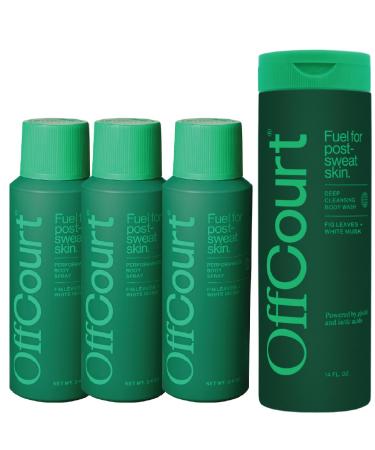 OffCourt - Fig Leaves + White Musk Scent Deodorant Body Spray (3 Pack) and Body Wash Bundle