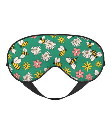 Flying Bees Print Sleep Eye Mask Blindfold with Elastic Strap Headband Soft Eye Cover Eyeshade for Night Sleeping Travel