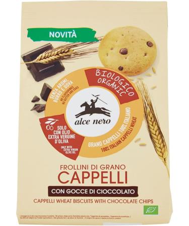 Alce Nero Wheat biscuits Cappelli with chocolate chips Lot of 3 organic biscuits with black chocolate gouts 250 g