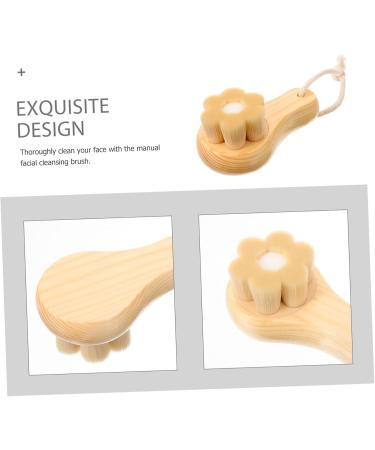 Beatifufu Facial Wash Brush with Wooden Handle Face Dry Brush Skin Care Tools Facial Cleansing Brush Exfoliating Face Scrubber Face Exfoliator Face Brush Scrub Brush Artificial Fiber Pores - Buy Online on GoSupps.com