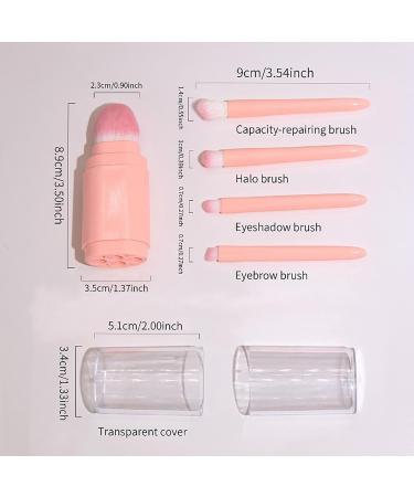 Retractable Makeup Brush 5 In 1 Cute Makeup Brush Set | All In 1 Cute Set Portable Face Cosmetic Brushes For Eyeshadow Eyebrow Eyeliner Blending Pink - Buy Online on GoSupps.com