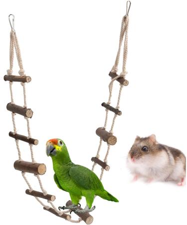 Fdit Bird Ladder Toy Hamster Stairs Wooden Flexible Suspension Bridge Climbing Swing for Parrot Budgie Parakeet Cockatiel African Grey Hamster Squirrel - Buy Online on GoSupps.com