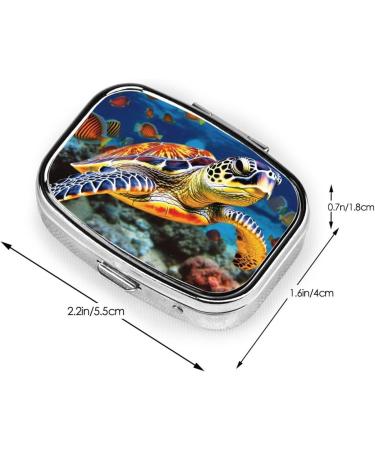 Colorful Sea Turtle Pill Case | 2 Compartment Small Travel Pill Box Organizer for Purse & Travel Gifts - Buy Online on GoSupps.com
