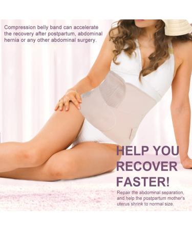 Postpartum Belly Band Wrap 2 in 1 - C Section Binder & Waist Recovery Support Girdle for Seamless Post Pregnancy Body Shaping - Faja Postparto Cesarea - Beige One Size - Buy Online on GoSupps.com