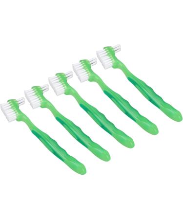 Verdant Touch Denture Brush Set - Professional Portable Double Sided for Elderly - Green 5 Pack | Buy Now for International Shipping - Buy Online on GoSupps.com