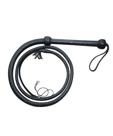Ardour Crafts Bull Whip 4 feet Handmade Leather Cowhide Stock Whips for Horse Riders Trainers Beginners and Toddler - Indiana Jones Design Black Equestrian Bullwhip