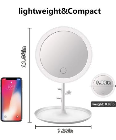 OUOYYO Travel Mirror - 25 LED Touch Screen Lighted Makeup Mirror | Dimmable Brightness, 3 Modes | Portable & Compact Vanity Mirror for Women (White) - Buy Online on GoSupps.com