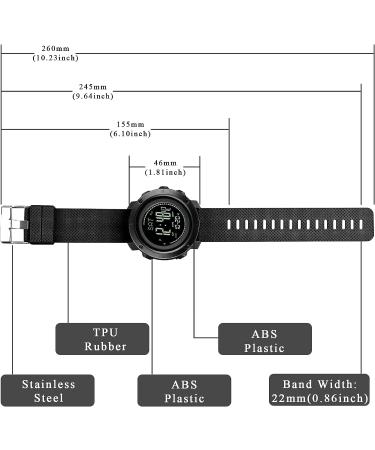 WINKONMU Military Watches with Compass Altimeter Barometer Pedometer Thermometer  Outdoors Watch for Men 1427-Black - Buy Online on GoSupps.com