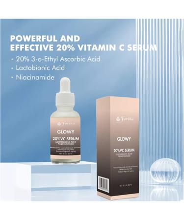 Glowy 20% Vitamin C Serum with Niacinamide & Hyaluronic Acid | Brighten & Hydrate Skin - International Shipping - Buy Online on GoSupps.com