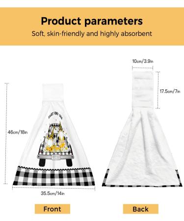 Farmhouse Gnome Honeybee on Truck Country Plaid Hand Towels - Set of 2 | Absorbent Kitchen and Bathroom Towels | Durable Hanging Washing Cloths for Home Cleaning Decor - Buy Online on GoSupps.com