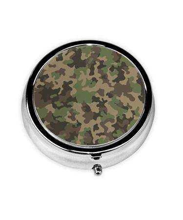 Green camo Portable Round Pill Box - Lightweight and Moisture-Proof Perfect for Organizing Vitamins Green Camo One Size