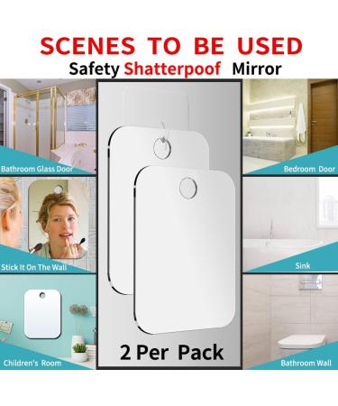 2 Pack Small (6x4) Fogless Shower Mirror for Shaving - Anti Fog, Unbreakable Acrylic, Travel-Friendly - Buy Online on GoSupps.com