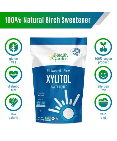 Health Garden Birch Xylitol Sweetener 12 OZ - Non GMO, Kosher, Made in USA - Keto Friendly - Buy Online on GoSupps.com