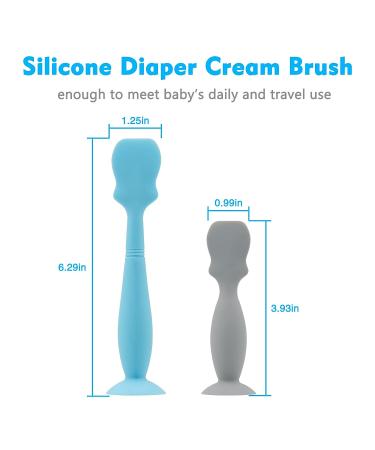Silicone Baby Diaper Cream Brush Set for Newborn Grooming | Butt Paste Applicator for Infants | Big Blue + Small Grey - Buy Online on GoSupps.com