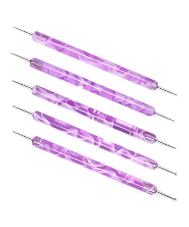 Cyhamse Double Ended Brushes | Miniature Painting Brushes - Nail Dotting Drawing Tool Double Ended Nail Brush Pen for Fine Detailing Home Salon Purple