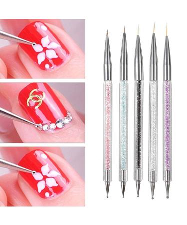 5pcs EZPICK Nail Art Brushes & Dotting Tools Set - Double Ended Pens for Manicure Drill Drawing Nails | Painting & Designing Nail Art (Set 1) - Buy Online on GoSupps.com