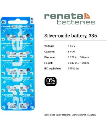 Renata 335 SR512SW Batteries - 1.55V Silver Oxide Watch Battery (10 Count) | Premium International Shipping - Buy Online on GoSupps.com