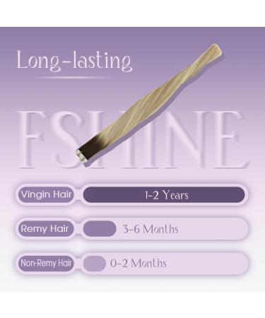 FSHINE Tape Extensions - Real Hair 10 Pieces 25g 55cm - Blond Dark Brown Faded Ash Brown Hellblond Injected Tape - Premium Remy Invisible Straight Hair - Buy Online on GoSupps.com