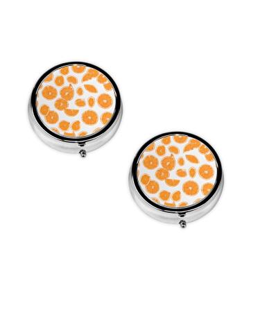 (Peach) Round Pill Box 3 Compartment Pill Box Mini Decorative Pocket Purse Portable Travel Medicine Tablet Vitamin Holder Organizer Pill Case