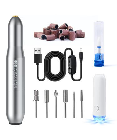 Nail Kit with Drill and UV Light Nail Tech Starter with Everything for Beginners Nail Files and Buffers Electric Grinder to Remove Gel Polish Manicure Tool Home Salon Use Silver