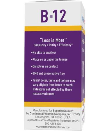 Superior Source Cyanocobalamin B12 1000 mcg - 100 Tablets for Energy & Wellness - Buy Online on GoSupps.com