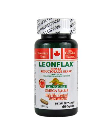 LEONFLAX  100% Authentic Canadian Flax Seed  Improve Your Digestive Health  60 Capsules  Bottle 60 Count (Pack of 1)
