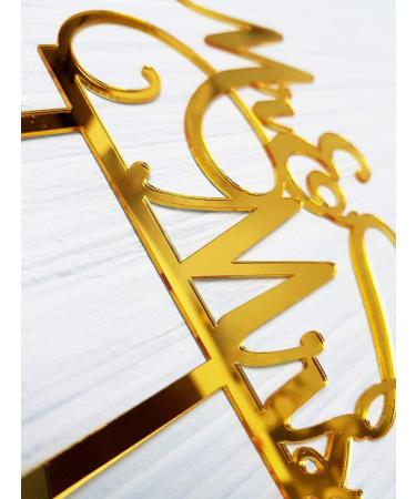 AMINJIE Mr and Mrs Cake Topper Bride and Groom Sign Wedding/Engagement Cake Toppers Decoration Mirror Gold Acrylic - Buy Online on GoSupps.com