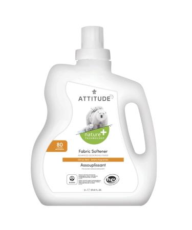 ATTITUDE Fabric Softener, Plant and Mineral-Based Ingredients, Vegand and Cruelty-free Laundry and Household Products, Citrus Zest, 80 Loads, 67.6 Fl Oz