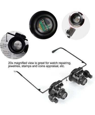 20x Headband Magnifier with LED Professional Light Head Mount Reading Magnifying Glass Visor Glasses for Modeling Repairs Sewing Welding Pasting Small Parts Jewelry & Watches - Buy Online on GoSupps.com