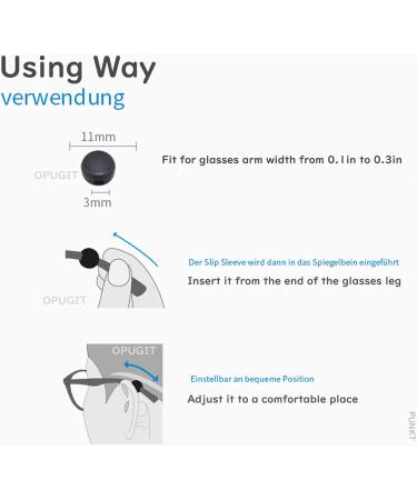 Opugit Anti-Slip Glasses Ear Hooks | 10 Pairs Silicone Comfort Holders for Sports Glasses - Black - Buy Online on GoSupps.com