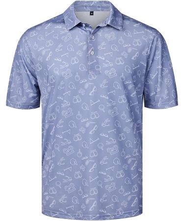 Men's Hawaii Printed Polo Shirt - Casual Short Sleeve Golf & Tennis Shirt - Breathable Blue M - Buy Online on GoSupps.com