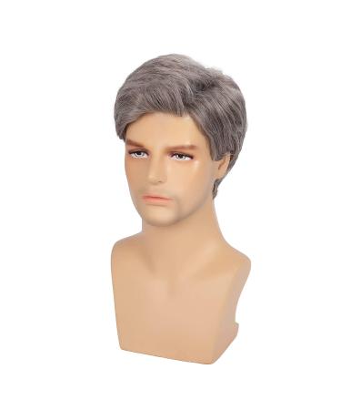 Swiking Men's Short Grey Synthetic Wig - Straight Natural Cosplay Hair for Daily Wear | Male Guy Full Replacement Wig - Buy Online on GoSupps.com
