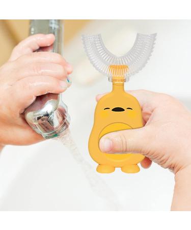 Dientes para Ni Os En Forma U Dise O Limpieza Bucal 360 Cabezal Silicona Suave Grado Alimenticio Dientes Limpieza Bucal Manual Yellow 2-6 Years Old - Buy Online on GoSupps.com