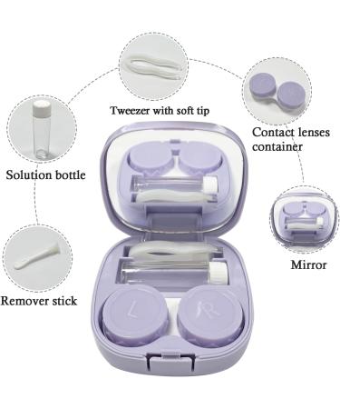 Buy Hown Contact Lens Container Travel Set - Cute Tui with Mirror Tweezers & Remover - 2 Pieces Purple/White | Ideal for Daily Use - Buy Online on GoSupps.com