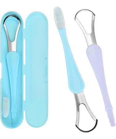 Yawdil Tongue Coating & Double-Sided Tongue Brush - Professional Stainless Steel Tongue Scraper & Reusable Mouth Cleaner in Blue - Buy Online on GoSupps.com