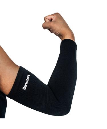 Senston Arm Support - Compression Arm Sleeve for Tendonitis and Arthritis - All Sports for Men/Women/Youth Compression Breathable Sweat Absorbent Black M