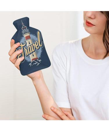 Lighthouse Hot Water Bottle with Plush Cover - Hand Warmer for Adults & Kids - 26.5x15.3cm - Buy Online on GoSupps.com