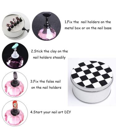 Kalolary Nail Art Display Stand Set - Pink Magnetic Holder for Fingernail Tips, Crystal Chessboard Design for DIY Training Practice - Nail Art Holder Stand - Buy Online on GoSupps.com