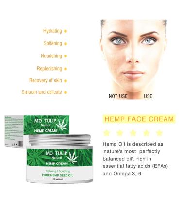 MO TULIP Hemp Oil Face Cream 2oz - Hyaluronic Acid Hydrating Anti-Aging Moisturizer for Dry Skin - Anti Wrinkle, Relaxing, and Collagen Boosting Formula - Buy Online on GoSupps.com