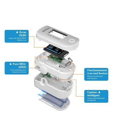 ViATOM Blaco Bluetooth Pulse Oximeter with Report Saturometer Finger Oximeter Heart Rate Monitor with LED Display with Batt - Buy Online on GoSupps.com