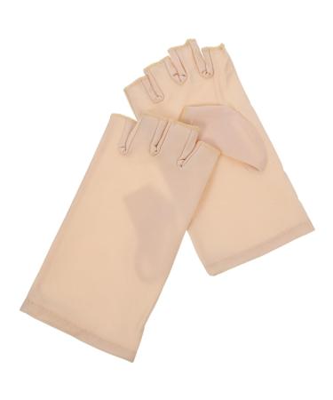 Ipetboom 1 Pair Nail Gloves Miss Touch Screen Accessories Spandex 17x8.5cm Beige