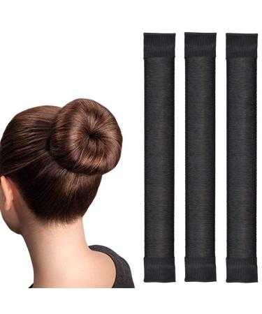 Black Magic Bun Makers 3 Pcs,LHAAAYF Professional Hair Bun Maker-Donut Hair- Perfect Hair Bun Maker-Ballet Bun Maker-Easy Bun Hair Tool-Kids Ballerina Bun-Shaper Bun Hair Tool