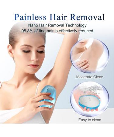 Crystal Hair Remover Stone - Painless Exfoliation Tool for Smooth Silky Skin - Fast & Easy Hair Removal for Men and Women - Blue - Buy Online on GoSupps.com