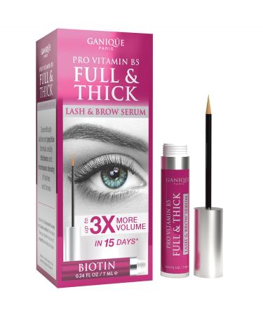 Ganique Pro Vitamin B5 Full & Thick Lash + Brow Serum  Apply Nightly for Thicker  Fuller Brows and Eyelashes  7ml