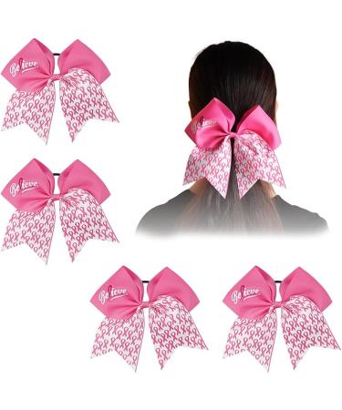 Breast Cancer Awareness Cheer Bow Hair Tie Set for Baby Girls - Glitter Ponytail Holder - Buy Online on GoSupps.com